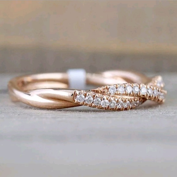 Silver or Rose Gold Double Twist Ring - Picture 3 of 8